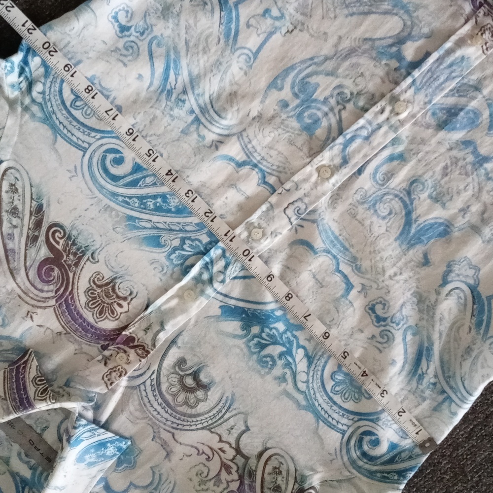 🌊Etro🌊 - Men's White/Blue/Purple Paisley L/S Button Down - Picture 9 of 11